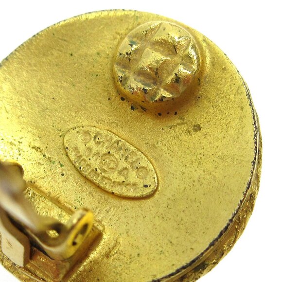 Chanel Button Earrings Clip-On Gold 94A 13861 - Picture 3 of 4